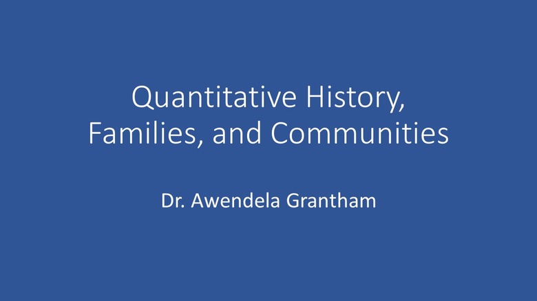 Quantitative History, Families, and Communities