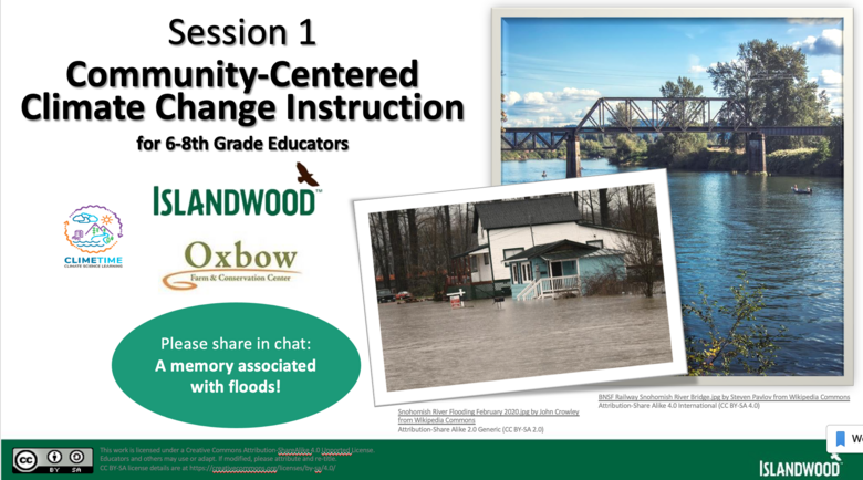 IslandWood Professional Development Course: Community-Centered Climate Change for 6-8th Grade Educators