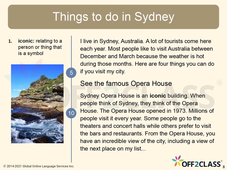 Reading - Five Things To Do In Sydney - Off2Class ESL Lesson Plan