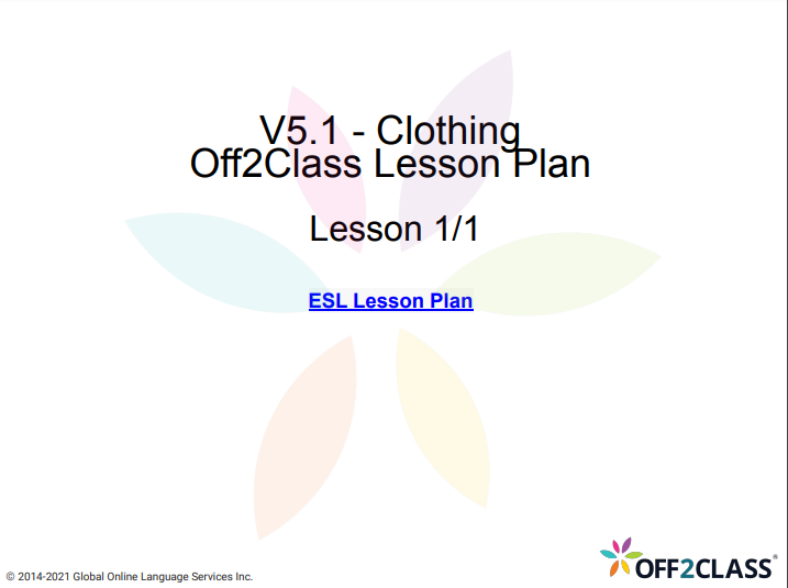 Vocabulary For ESL Students – Clothing - Off2Class Lesson Plan