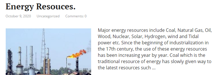 Major Energy Resources of the World.