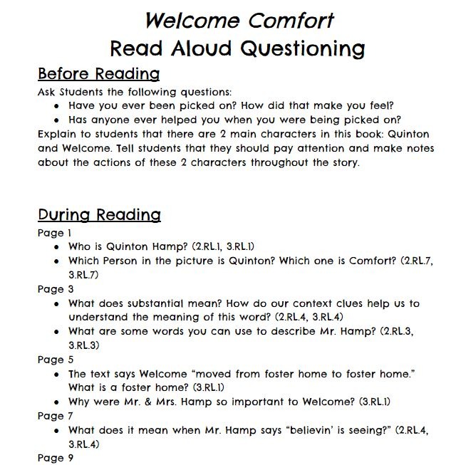 Welcome Comfort Read Aloud