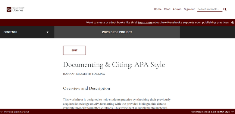 Documenting & Citing: APA 7th ed Format