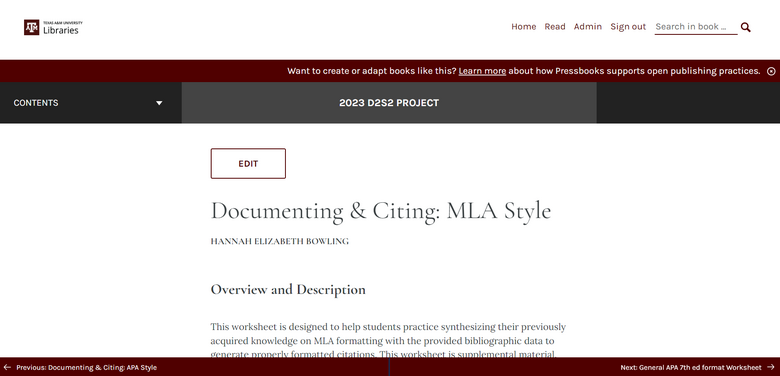 Documenting & Citing: MLA Style