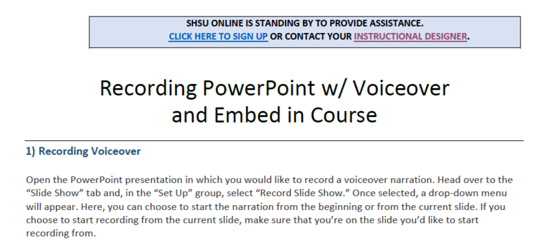 Recording PowerPoint with Voiceover and Embedding it Into a Course