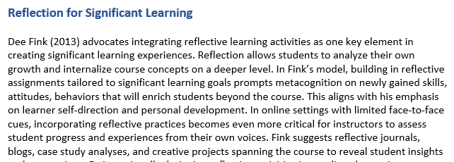 Reflection for Significant Learning