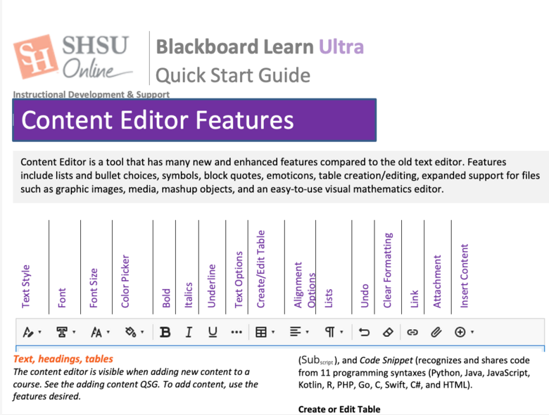 Blackboard Learn Ultra Content Editor - Instructor Quick Start Guide