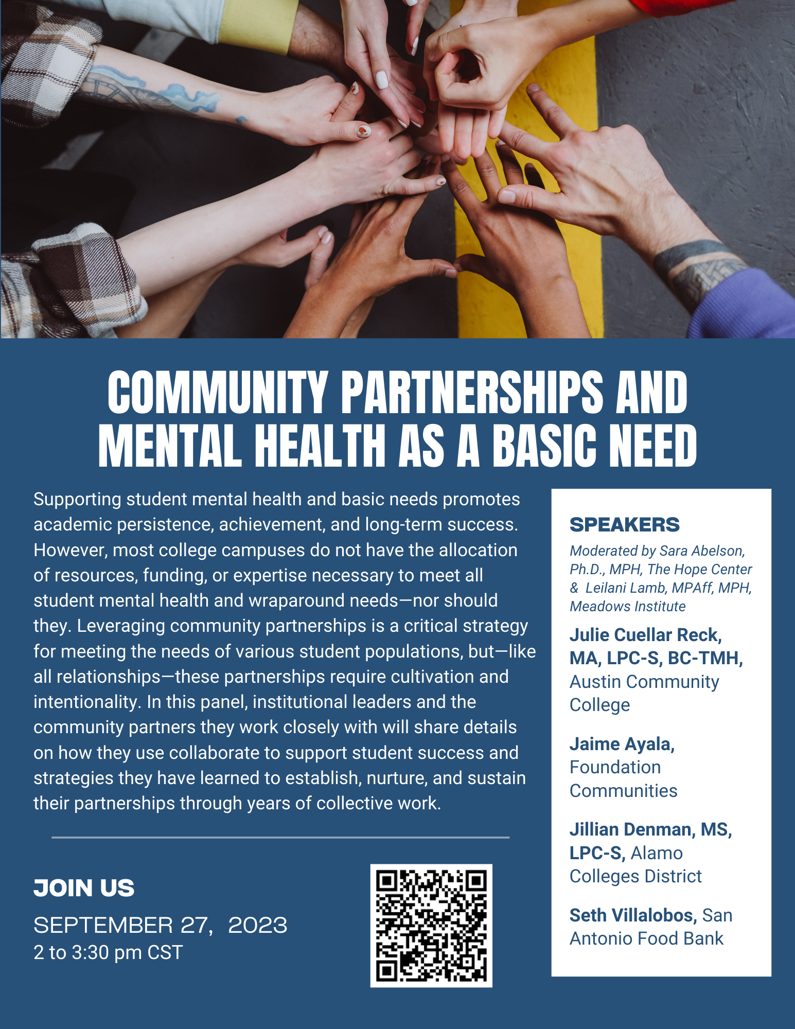 Invitation to panel on student mental health on September 27, 2023